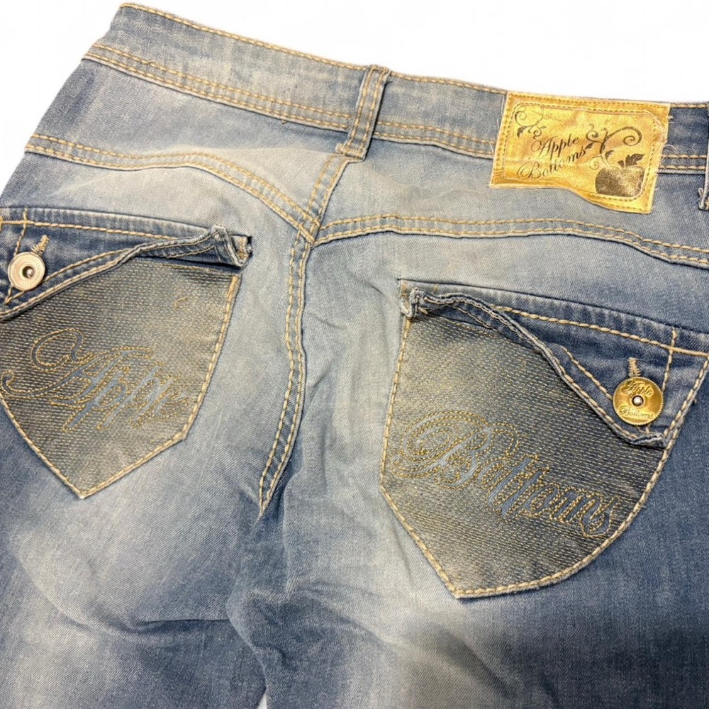 Apple Bottoms Jeans Women’s Light Wash Embroidered Logo Pocket Skinny Y2K Denim - Picture 1 of 8